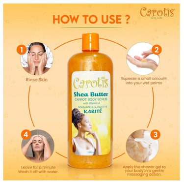 CAROTIS Shea Butter Carrot Body Scrub w Vitamin A - (Exfoliating) (1000ml)